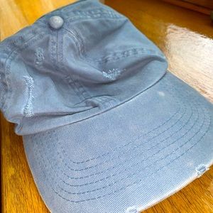 Distressed denim dad hat
